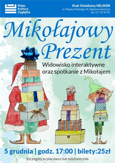 Plakat wydarzenia: „Mikołajowy prezent” i spotkanie z Mikołajem 